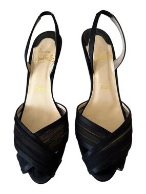 Christian Louboutin Black Crisscross Slingback Heels